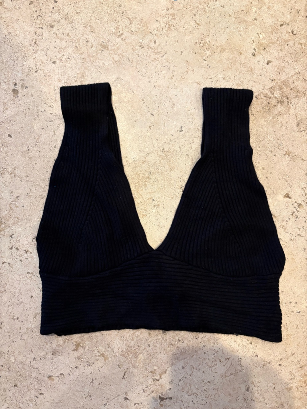 House of Harlow 1960 Black Ribbed Scoop Knit Top